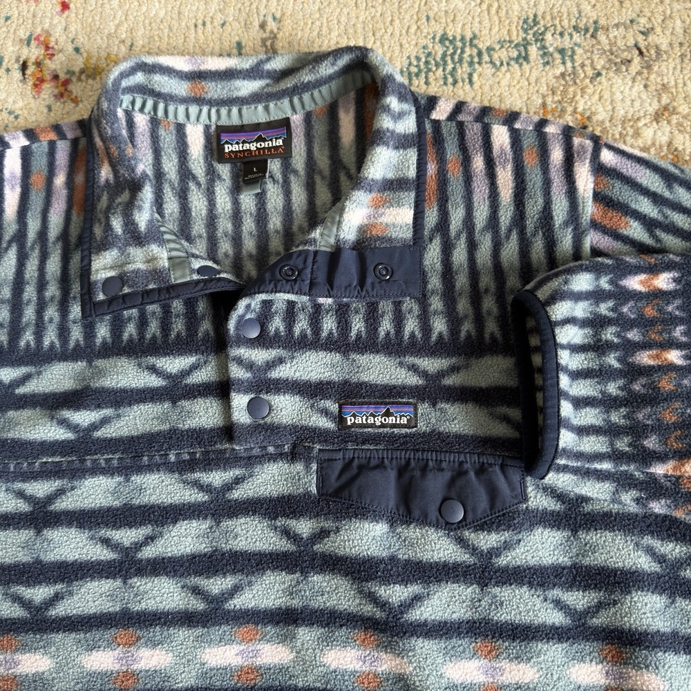 Patagonia Synchilla Kuta Klash Snap-T Fleece Women's Size L Vtg 25455 Sweater